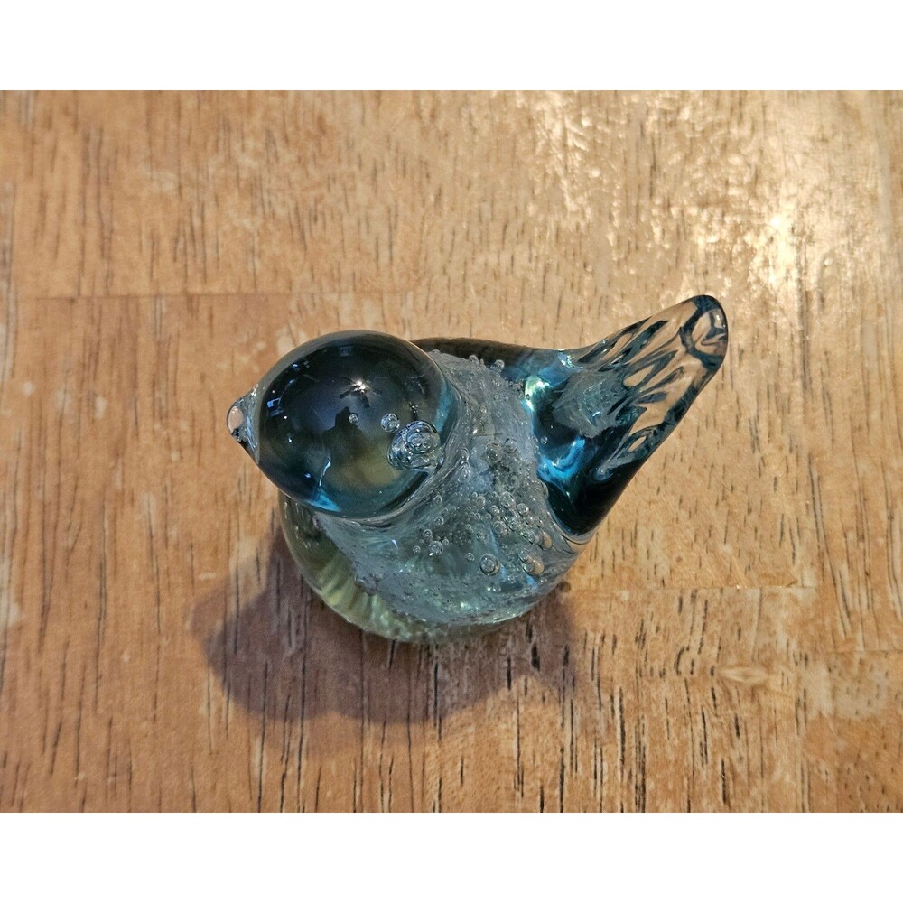 Vintage Bubble Glass Bird Figurine Table Decor Art Small